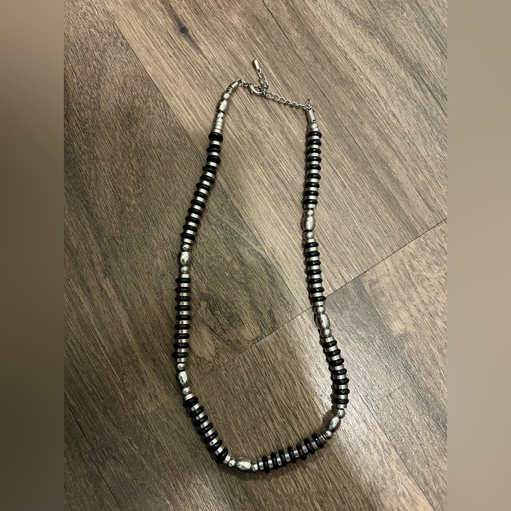 Elegant Black and Silver Beaded Necklace